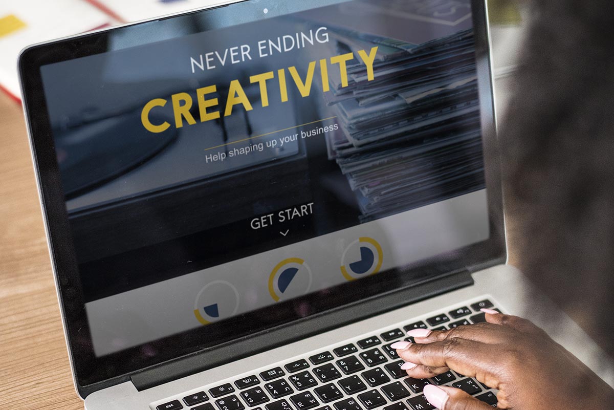 Woman working on a laptop
